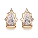 Edgy Pear Cut Moissanite Geometric Starburst Stud Earrings