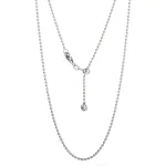 18K White Gold Bead Chain Necklace | Micro-Bead Links with Adjustable Clasp​