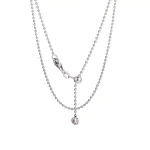 18K White Gold Bead Chain Necklace | Micro-Bead Links with Adjustable Clasp​