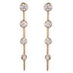 Elegant Round Cut Moissanite Drop Earring Chain Design