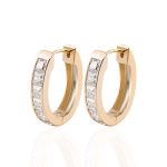 Breathtaking Yellow Gold Princess Cut Moissanite Hoop Earrings