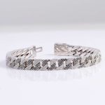 White & Black Moissanite Triangles Intertwined Cuban Bracelet