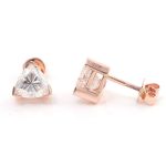 Gorgeous Rose Gold Triangle Cut Moissanite Stud Earrings