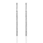 Chic Linear Drop Earrings - 14K White Gold, Moissanite Cascade