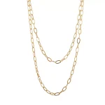 18k Yellow Gold Necklace Elongated Paperclip Link Chain Style