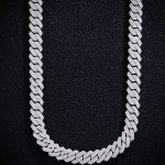 12MM Wide Double Row Moissanite Silver Cuban Chain