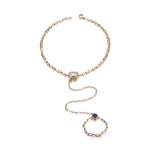 Elegant Emerald Cut Moissanite Slave Bracelet with Vibrant Lab Colored Gemstone Accent