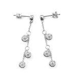 Enchanting White Gold round cut Moissanite Dangling Earrings
