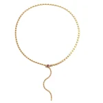 Serpent Lariat Necklace | 18K Gold Snake Necklace with Ruby Eye & Lab Diamond Scales​