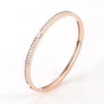 Sleek Channel Set Round Cut Moissanite Rigid Bangle Bracelet