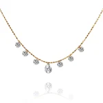 18K Gold Lab Diamond Choker | 7-Stone Lab Diamond Necklace with Pear-cut Center​