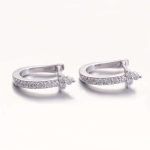 Gorgeous White Gold Moissanite Round Cut Huggie Earrings