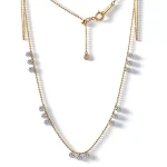 15-Stone Lab Diamond Choker | 18K Gold Lab Diamond Necklace with Uniform Round-Cut Alignment