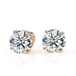 Stunning four claw setting Moissanite Round Cut Stud Earrings