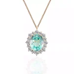 4ct Oval Cut Aquamarine Pendant with moissanite halo Necklace