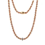 Cuba Link Luxe Necklace | 18K Yellow Gold Lab Diamond Cuban Chain with Prism Barrel Pendant​