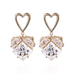 Princess Cut Moissanite Drop Earrings Elegant Geometric Dangle Style