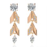 Rose Gold Vine Convertible Drop Earrings with Moissanite Embellishments