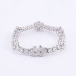Exquisite Flower Design Moissanite White Gold Tennis Bracelet