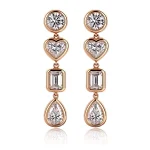 Multi Shape Bezel Set Moissanite Linear Drop Earrings