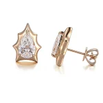Edgy Pear Cut Moissanite Geometric Starburst Stud Earrings
