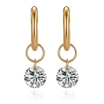 Oval Glow Drop Earrings | Oval-Cut Lab Diamond in 18K Yellow Gold with Minimalist Circle Design