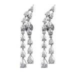 Glamorous Pear Cut Moissanite Double Strand Waterfall Earrings