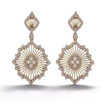 Radiant Fan Earrings | Dual-Tone 18K Gold Drop Earrings with Round-Cut Lab Diamonds