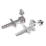 Sparkling Round Cut Moissanite Cross Earrings