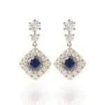 5*5MM Cushion Cut Sapphire Halo Earrings