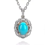 Turquoise and Lab Diamond Pendant | 18K White Gold Lab Diamond Accents (Pendant Only)​