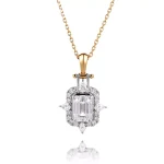 Vintage Emerald Cut Lab Diamond Starburst Halo Pendant |Pendant Only