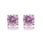 Classic Cushion Cut Pink Lab Gemstone Solitaire Stud Earrings