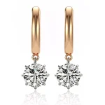 Round Cut Solitaire Dangle Huggie Hoop Earrings