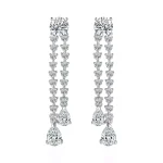 Double Strand Pear and Round Moissanite Waterfall Drop Earrings