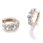 Multi-Shape Moissanite Huggie Hoop Earrings with Mixed Cuts