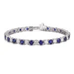 Round Cut Lab Gemstone Tennis Bracelet Classic Alternating Color