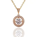 Round Cut Moissanite Pendant Necklace Floating Halo （Pendant Only）