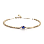 18K Yellow Gold Bracelet with Gemtone & Lab Diamond
