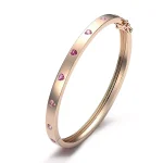 Heart Cut Lab Gemstone Bangle Bracelet Modern Station Style