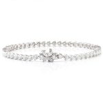 Round moissanite Victoria Bracelet with Flower Lock