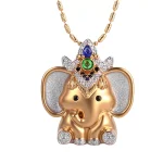 Royal Elephant Pendant | Elephant-Shaped 18K Yellow Gold Pendant with Lab Diamonds（pendant only）