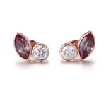 Modern Bezel Set Toi et Moi Marquise Lab Gemstone and Moissanite Stud Earrings