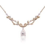 Elegant Pear Cut Moissanite Pendant Necklace with Nature Inspired Vine Design