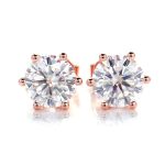 Charming Rose Gold Moissanite Stud Earrings