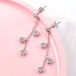 Enchanting White Gold round cut Moissanite Dangling Earrings