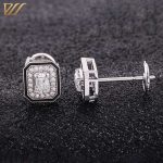 Dazzling White Gold Emerald Cut Moissanite Stud Earrings