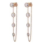Elegant Round Cut Moissanite Drop Earring Chain Design