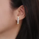 Classic Five Stone Round Cut Moissanite Linear Drop Earrings