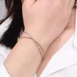 Round Cut Lab Diamond Bracelet Double Row Rope Tennis Style